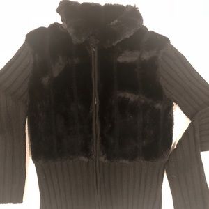 Black Faux Fur form fitting Sweater
